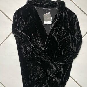 Topshop black crushed velvet shirt NEVER WORN W/ TAGS
